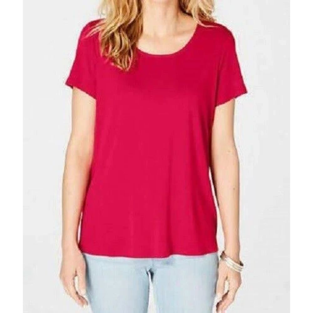 J. JILL Pink 100% Pima Cotton Jersey Stretch Shirred Back Tee Shirt Size XS